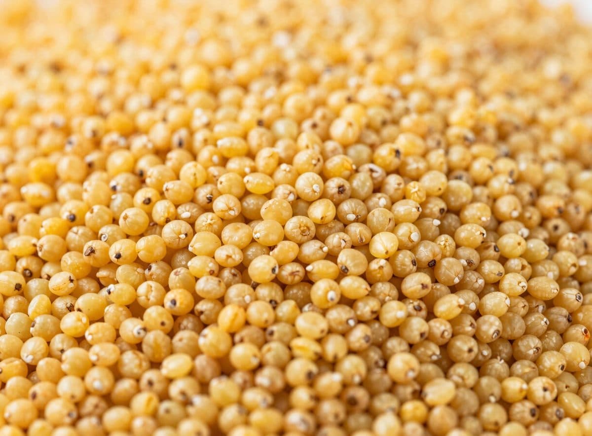 Clean golden millet grains, close up
