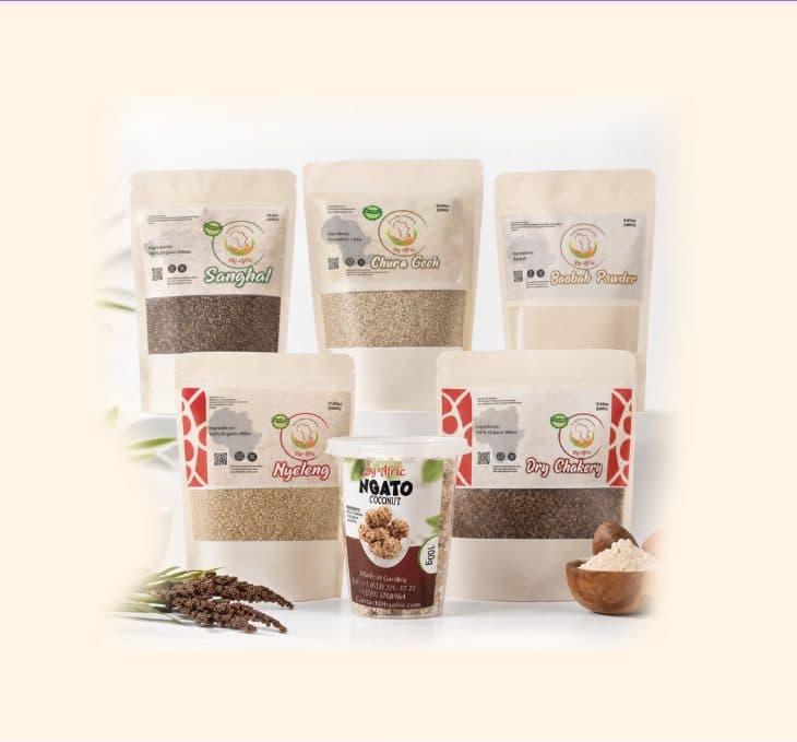 ByAfric product range in branded pouches